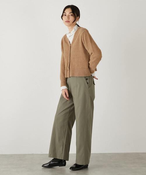 MELROSE claire（メルローズ クレール）の「【落ち着いた煌きラメフェザー大人Vネックカーディガン】（ニット/セーター・レディース・キャメル/グレー/チャコールグレー・FREE）」の4枚目の写真