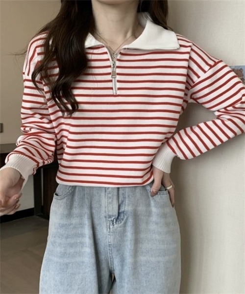 FREE STYLISTS(フリー スタイリスト)の「2WAYハーフジップボーダー柄セーター(ニット/セーター・レディース・ブラック/ベージュ・FREE)」の17枚目の写真