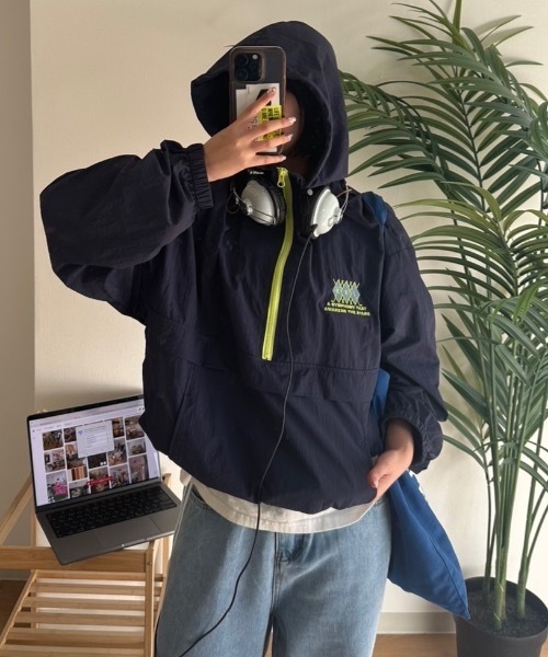 セール】【keel】配色ドローコードナイロンテックアノラック（ブルゾン