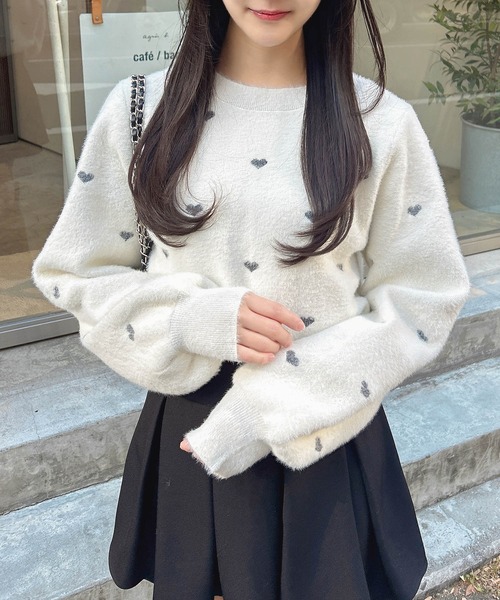 INGNI(イング)の「ラメハートフェザーニット(ニット/セーター・レディース・ピンク系2/ホワイト系その他7/ホワイト系その他5/アイボリー系3・M)」の3枚目の写真