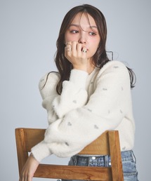 ラメハートフェザーニット