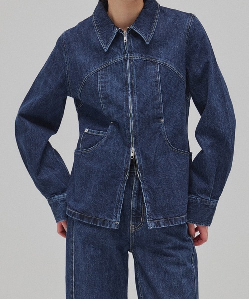 PUBLIC TOKYO（パブリックトウキョウ）の「FRONT ZIP DENIM BLUZON（ブルゾン・レディース・ブラック/ブルー・FREE）」の11枚目の写真