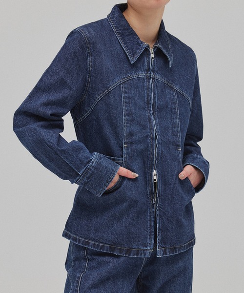 PUBLIC TOKYO（パブリックトウキョウ）の「FRONT ZIP DENIM BLUZON（ブルゾン・レディース・ブラック/ブルー・FREE）」の9枚目の写真