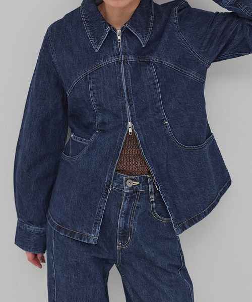 PUBLIC TOKYO（パブリックトウキョウ）の「FRONT ZIP DENIM BLUZON（ブルゾン・レディース・ブラック/ブルー・FREE）」の8枚目の写真