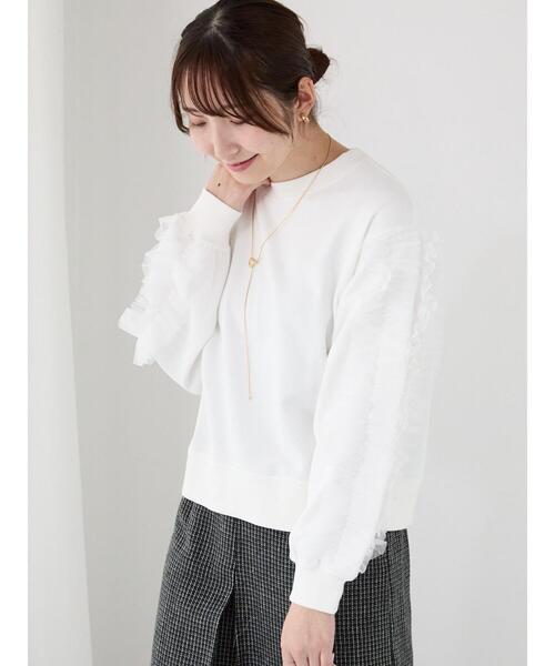Te chichi TERRASSE（テチチテラス）の「袖チュールフリル裏毛スウェット（その他トップス・レディース・キナリ/ブラック/オフホワイト・F）」の19枚目の写真