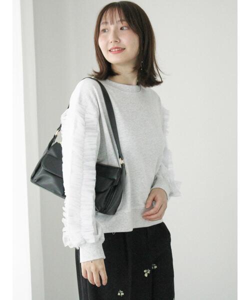 Te chichi TERRASSE（テチチテラス）の「袖チュールフリル裏毛スウェット（その他トップス・レディース・キナリ/ブラック/オフホワイト・F）」の9枚目の写真