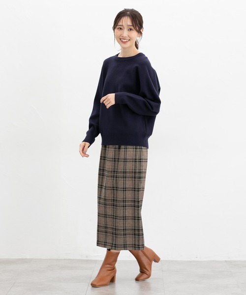 Honeys（ハニーズ）の「スウェット風ニット（ニット/セーター・レディース・ピンク/ライム/ネイビー/アイボリー/杢グレー・S/M/L/LL）」の9枚目の写真