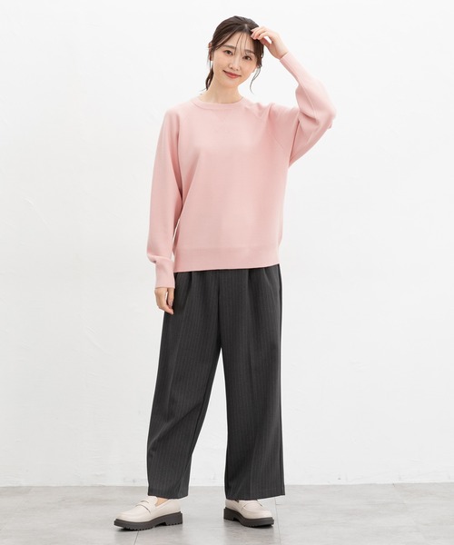 Honeys（ハニーズ）の「スウェット風ニット（ニット/セーター・レディース・ピンク/ライム/ネイビー/アイボリー/杢グレー・S/M/L/LL）」の12枚目の写真