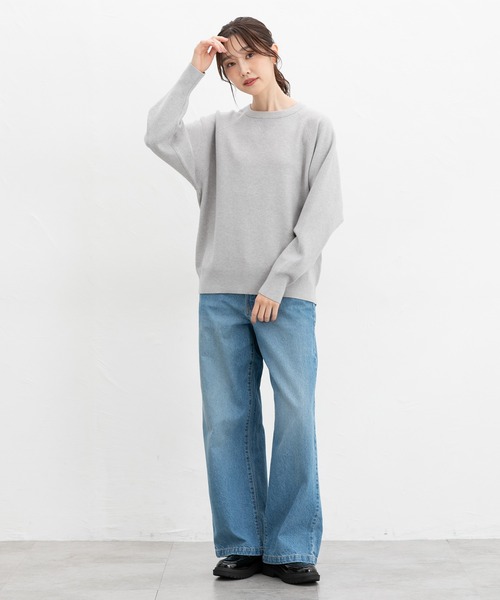 Honeys（ハニーズ）の「スウェット風ニット（ニット/セーター・レディース・ピンク/ライム/ネイビー/アイボリー/杢グレー・S/M/L/LL）」の16枚目の写真