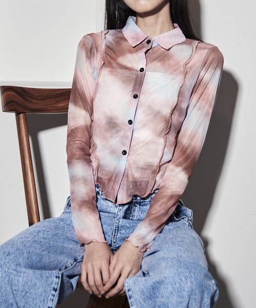 Y/lim(イリム)の「メッシュシアーシャツ(シャツ/ブラウス・レディース・ブラウン/ベージュ/オフホワイト・F)」の3枚目の写真