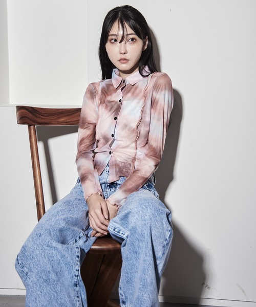 Y/lim(イリム)の「メッシュシアーシャツ(シャツ/ブラウス・レディース・ブラウン/ベージュ/オフホワイト・F)」の10枚目の写真