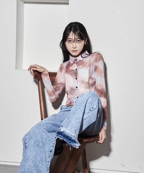 Y/lim(イリム)の「メッシュシアーシャツ(シャツ/ブラウス・レディース・ブラウン/ベージュ/オフホワイト・F)」の11枚目の写真