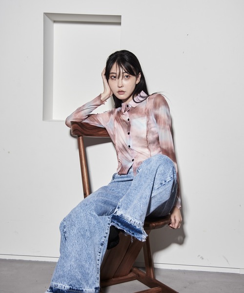 Y/lim(イリム)の「メッシュシアーシャツ(シャツ/ブラウス・レディース・ブラウン/ベージュ/オフホワイト・F)」の12枚目の写真