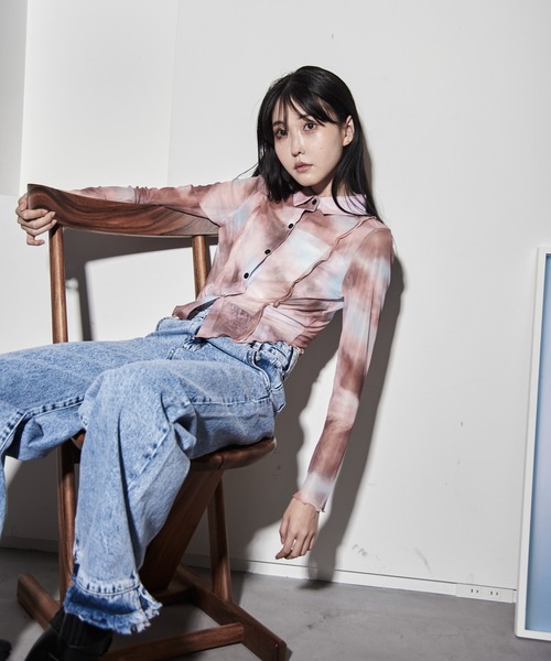 Y/lim(イリム)の「メッシュシアーシャツ(シャツ/ブラウス・レディース・ブラウン/ベージュ/オフホワイト・F)」の13枚目の写真
