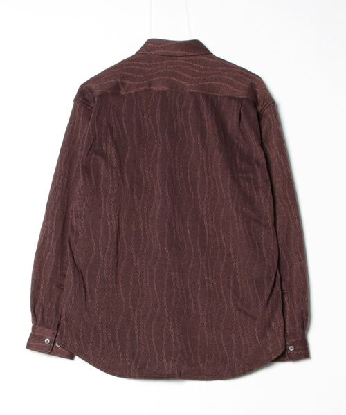 TOKYO SHIRTS（トウキョウシャツ）の「ニットジャカード レギュラー　長袖カジュアルシャツ（ポロシャツ・メンズ・ブラウン・M/L/LL）」の2枚目の写真