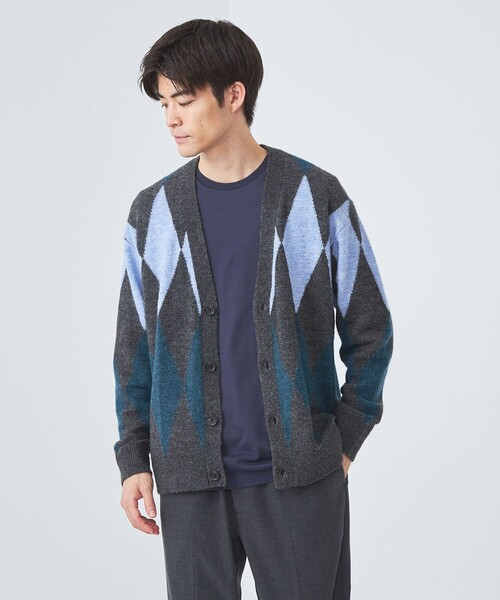 【金龍丸さま専用】Bark ダイヤモンド編みアルパカカーディガン セール】アルパカタッチヤーンニットカーディガン（カーディガン