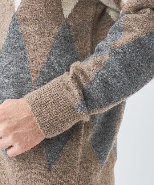 【セール】アルパカミックス ダイヤ Vネック カーディガン（カーディガン/ボレロ）｜green label relaxing（グリーンレーベルリラクシング）