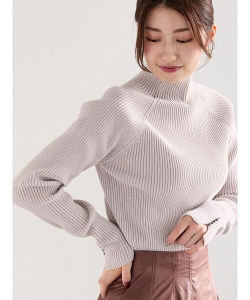 Te chichi(テチチ)の「モールリブスタンドネックニット(ニット/セーター・レディース・グレー/オフホワイト/モカ・F)」の2枚目の写真