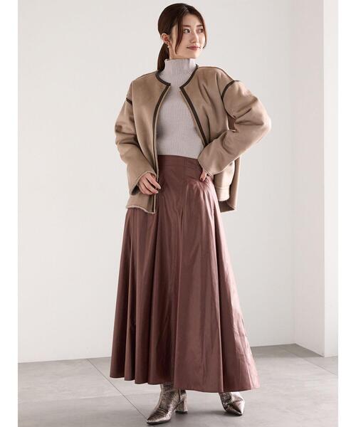 Te chichi(テチチ)の「モールリブスタンドネックニット(ニット/セーター・レディース・グレー/オフホワイト/モカ・F)」の6枚目の写真