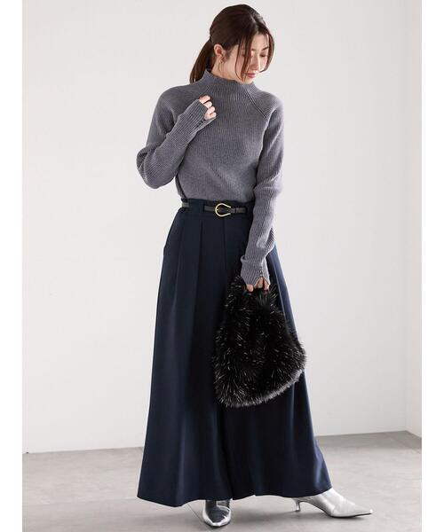 Te chichi(テチチ)の「モールリブスタンドネックニット(ニット/セーター・レディース・グレー/オフホワイト/モカ・F)」の12枚目の写真