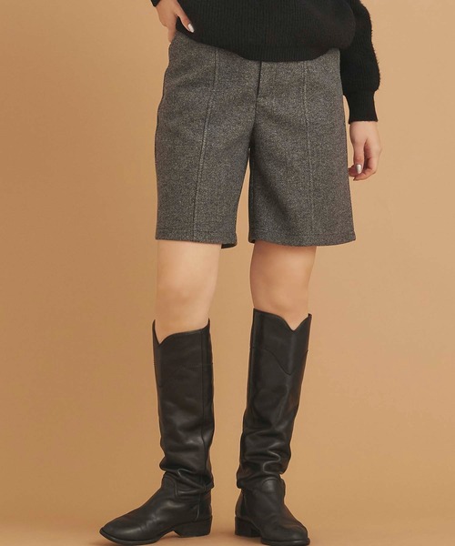 Edit Sheen（エディットシーン）の「フェイクウールショートパンツ（その他パンツ・レディース・アイボリー/チャコールグレー・M）」の2枚目の写真