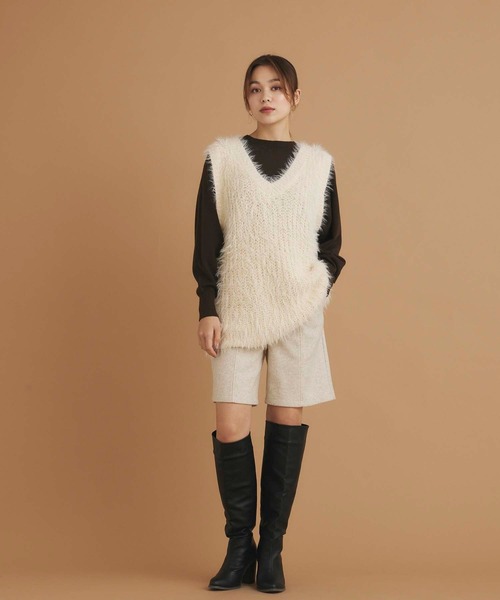 Edit Sheen（エディットシーン）の「フェイクウールショートパンツ（その他パンツ・レディース・アイボリー/チャコールグレー・M）」の8枚目の写真