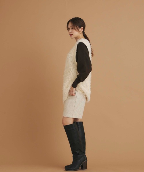 Edit Sheen（エディットシーン）の「フェイクウールショートパンツ（その他パンツ・レディース・アイボリー/チャコールグレー・M）」の9枚目の写真