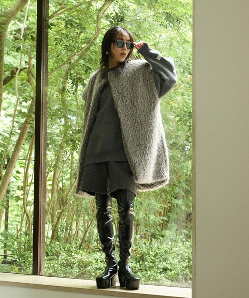 Edit Sheen（エディットシーン）の「フェイクウールショートパンツ（その他パンツ・レディース・アイボリー/チャコールグレー・M）」の22枚目の写真