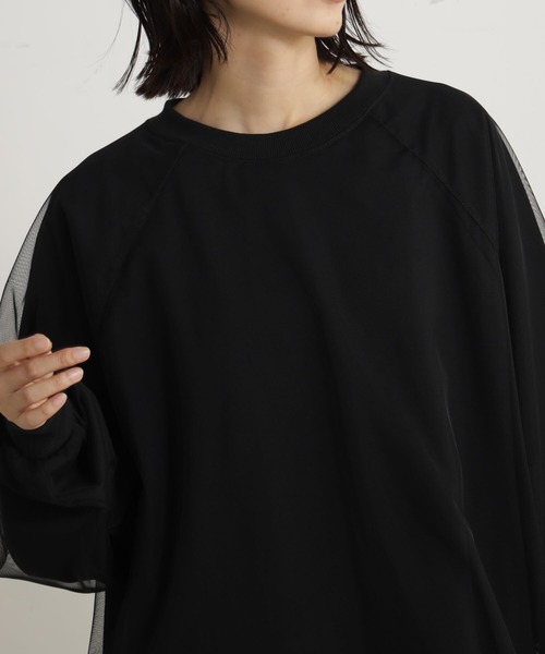 24SS✨極美品✨インゲボルグ　チュールレイヤードカットソー　カメリア　サイズF チュールレイヤードウラケLS（Tシャツ/カットソー）｜FOUND GOOD