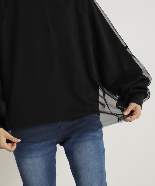 FOUND GOOD（ファウンドグッド）の「チュールレイヤードウラケLS（Tシャツ/カットソー・レディース・グレー系5/ブラック/ベージュ・S/M/L）」の6枚目の写真