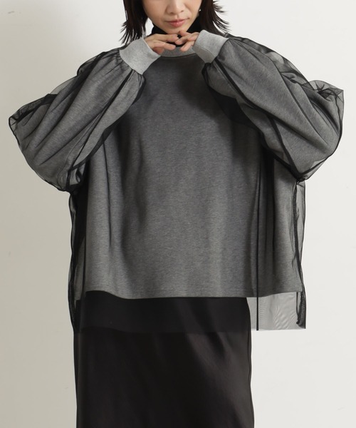 FOUND GOOD（ファウンドグッド）の「チュールレイヤードウラケLS（Tシャツ/カットソー・レディース・グレー系5/ブラック/ベージュ・S/M/L）」の8枚目の写真