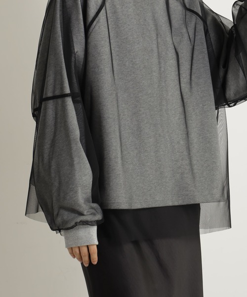 FOUND GOOD（ファウンドグッド）の「チュールレイヤードウラケLS（Tシャツ/カットソー・レディース・グレー系5/ブラック/ベージュ・S/M/L）」の11枚目の写真