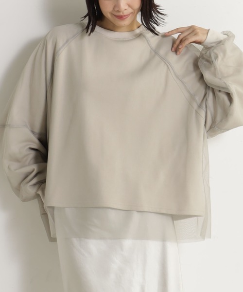 FOUND GOOD（ファウンドグッド）の「チュールレイヤードウラケLS（Tシャツ/カットソー・レディース・グレー系5/ブラック/ベージュ・S/M/L）」の13枚目の写真