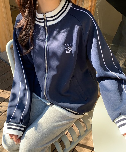 Teem Store（チームストア）の「配色ラインスタンドジップアップジャージ（ジャージ・レディース・アイボリー/ネイビー・M/L）」の13枚目の写真