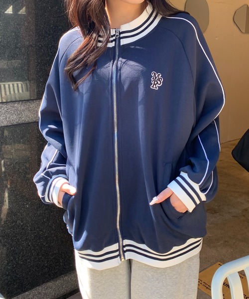 Teem Store（チームストア）の「配色ラインスタンドジップアップジャージ（ジャージ・レディース・アイボリー/ネイビー・M/L）」の12枚目の写真