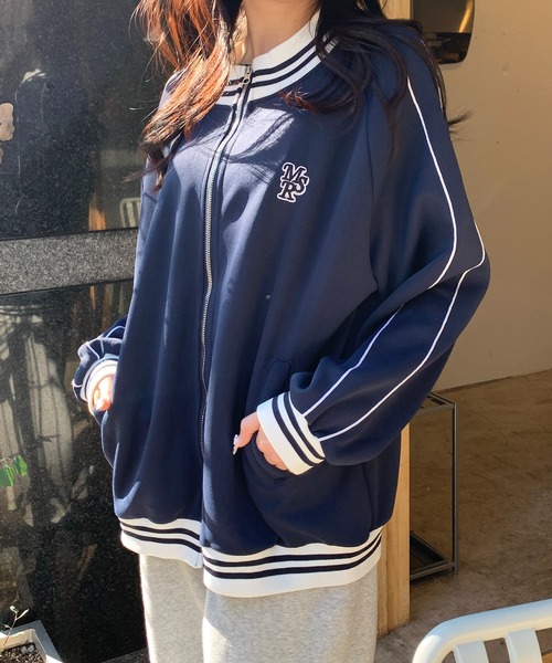 Teem Store（チームストア）の「配色ラインスタンドジップアップジャージ（ジャージ・レディース・アイボリー/ネイビー・M/L）」の16枚目の写真