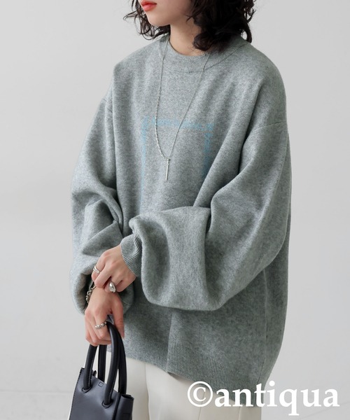 ジャガードロゴニット(ニット/セーター)|antiqua(アンティカ) ジャガードロゴニット(ニット/セーター)|antiqua(アンティカ)