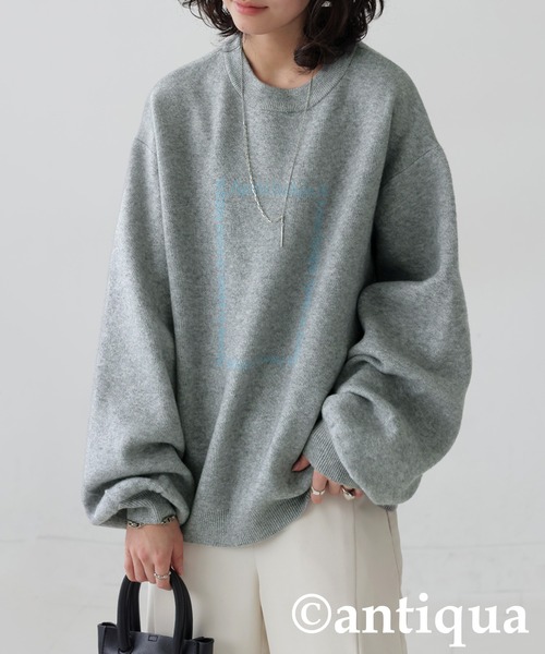 ジャガードロゴニット(ニット/セーター)|antiqua(アンティカ) ジャガードロゴニット(ニット/セーター)|antiqua(アンティカ)