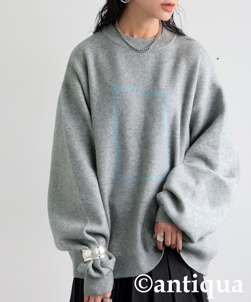 ジャガードロゴニット(ニット/セーター)|antiqua(アンティカ) ジャガードロゴニット(ニット/セーター)|antiqua(アンティカ)