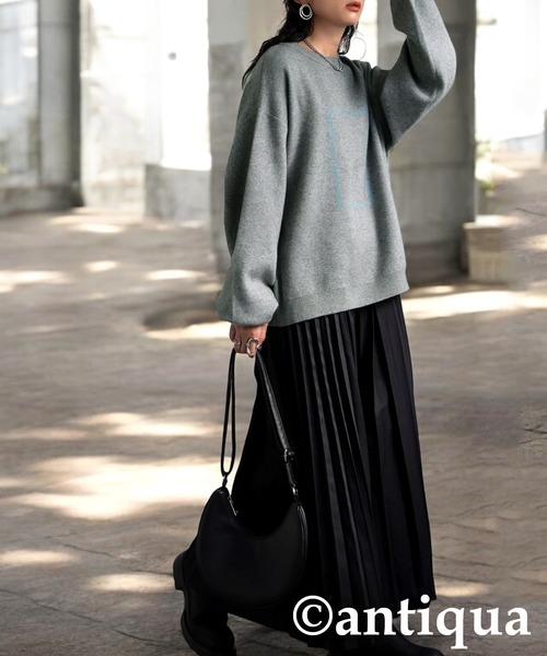 ジャガードロゴニット(ニット/セーター)|antiqua(アンティカ) ジャガードロゴニット(ニット/セーター)|antiqua(アンティカ)