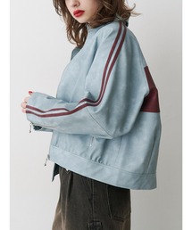 jouetie | フェイクレザーバイカーブルゾン【セットアップ対応】ライン(ブルゾン)