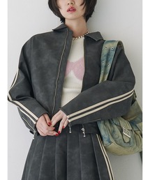 jouetie | フェイクレザーバイカーブルゾン【セットアップ対応】ライン(ブルゾン)