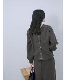 Samansa Mos2 blue | 前後2way圧縮ウールライクカーディガン(カーディガン/ボレロ)