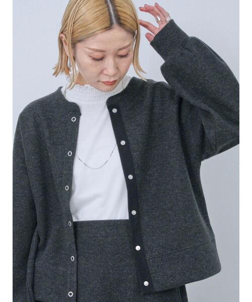 Samansa Mos2 blue（サマンサモスモスブルー）の「前後2way圧縮ウールライクカーディガン（カーディガン/ボレロ・レディース・ブラック/ブラウン/グレー・F）」の18枚目の写真