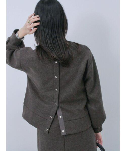 Samansa Mos2 blue（サマンサモスモスブルー）の「前後2way圧縮ウールライクカーディガン（カーディガン/ボレロ・レディース・ブラック/ブラウン/グレー・F）」の5枚目の写真