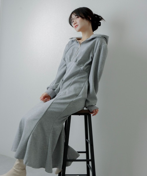 M DOLLY（エムドリー）の「hoodie mermaid dress/フーディーマーメイドドレス（ワンピース・レディース・ピンク/ホワイト/モカ/グレー/ブラック・FREE）」の3枚目の写真