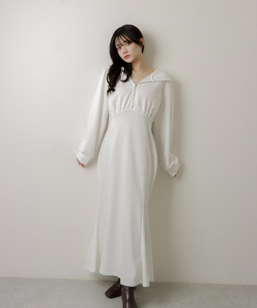 M DOLLY（エムドリー）の「hoodie mermaid dress/フーディーマーメイドドレス（ワンピース・レディース・ピンク/ホワイト/モカ/グレー/ブラック・FREE）」の2枚目の写真