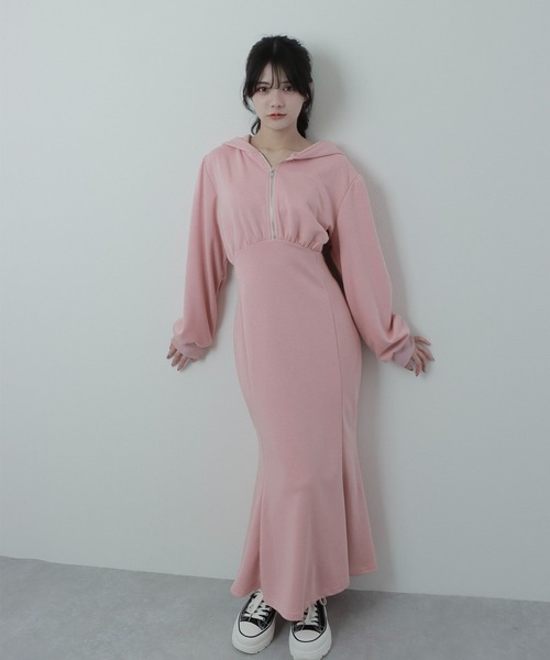 M DOLLY（エムドリー）の「hoodie mermaid dress/フーディーマーメイドドレス（ワンピース・レディース・ピンク/ホワイト/モカ/グレー/ブラック・FREE）」の5枚目の写真