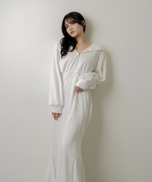 M DOLLY（エムドリー）の「hoodie mermaid dress/フーディーマーメイドドレス（ワンピース・レディース・ピンク/ホワイト/モカ/グレー/ブラック・FREE）」の8枚目の写真