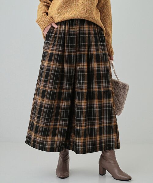 セール】大人が着たい 微起毛 チェック柄ガウチョパンツ（その他パンツ